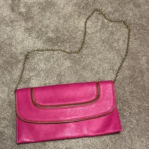 Tailor Vintage Vibrant Pink Clutch with Gold Chain